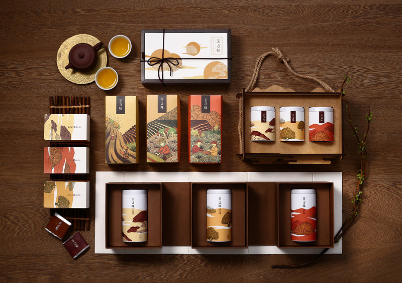 精装茶叶礼盒包装设计定制，创意插画茶叶礼盒包装