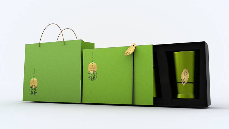 简约绿茶礼盒包装设计定制，系列茶叶包装盒