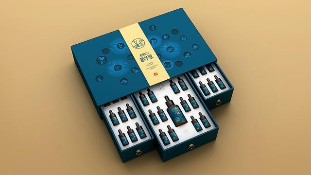 深蓝色经典精油高端礼盒包装盒设计制作