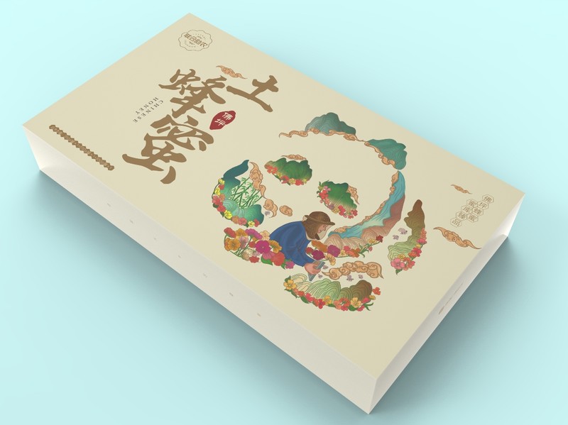 土特产蜂蜜礼盒包装|创意插画设计