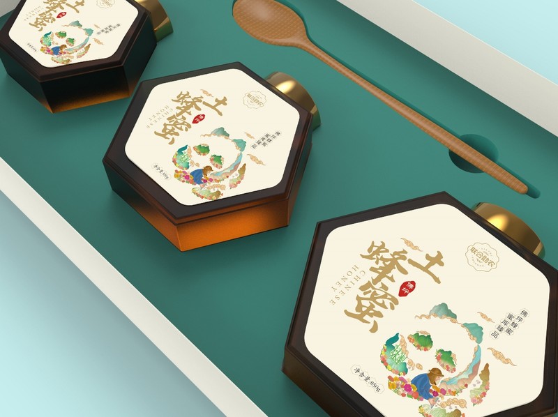 土特产蜂蜜礼盒包装|创意插画设计