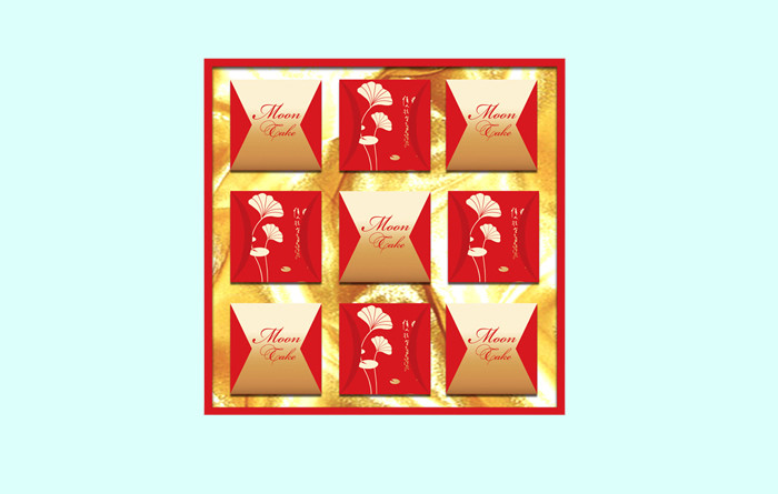红色简约大气镂空月饼礼盒设计