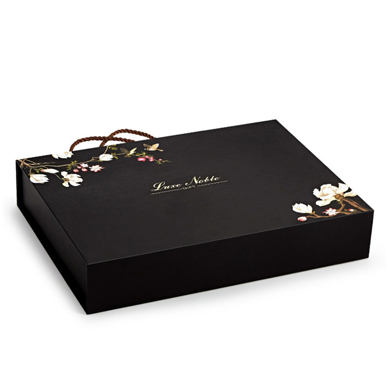 花漾午夜黑色月饼包装盒设计制作