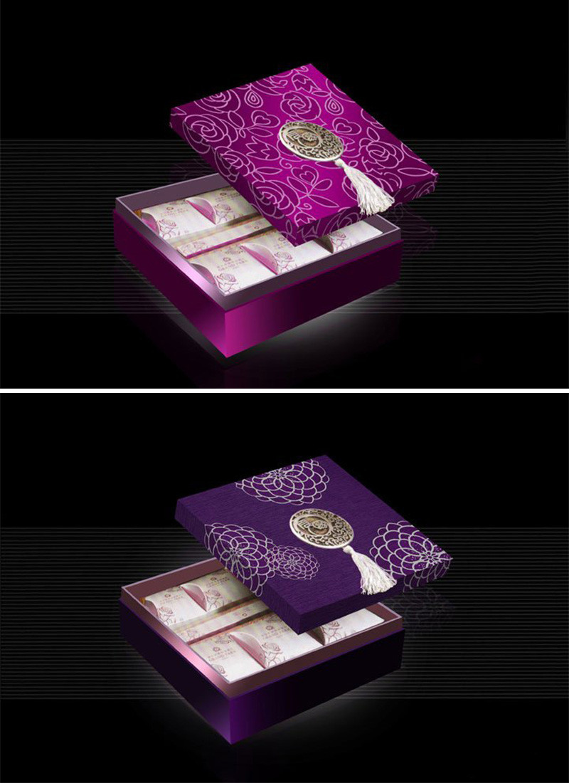 紫色高档月饼礼盒创意设计